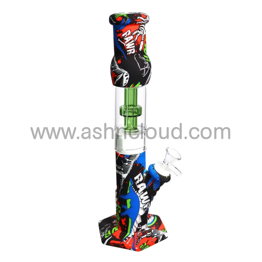 12 In - Straight Multidesign Cartoons Silicone Bong With Chamber