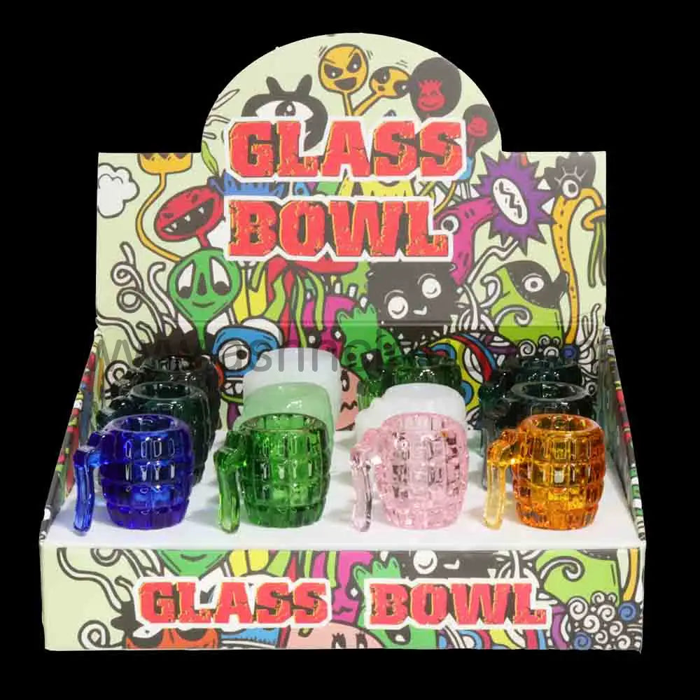12-Piece Glass Bowl Display | Wholesale Smoke Shop $4.25 each