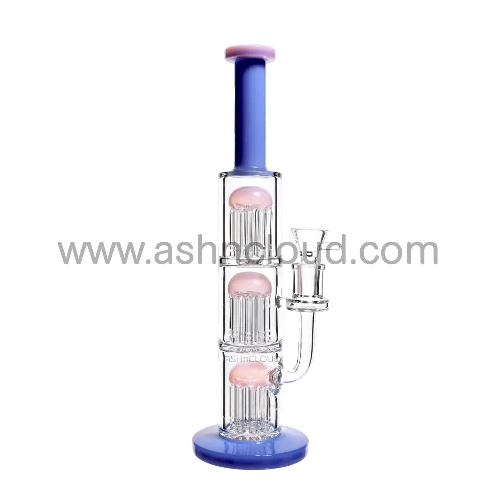 13 In - Triple Chamber Straight Multicolor Glass Bong