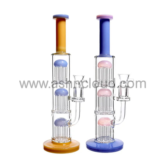 13 In - Triple Chamber Straight Multicolor Glass Bong