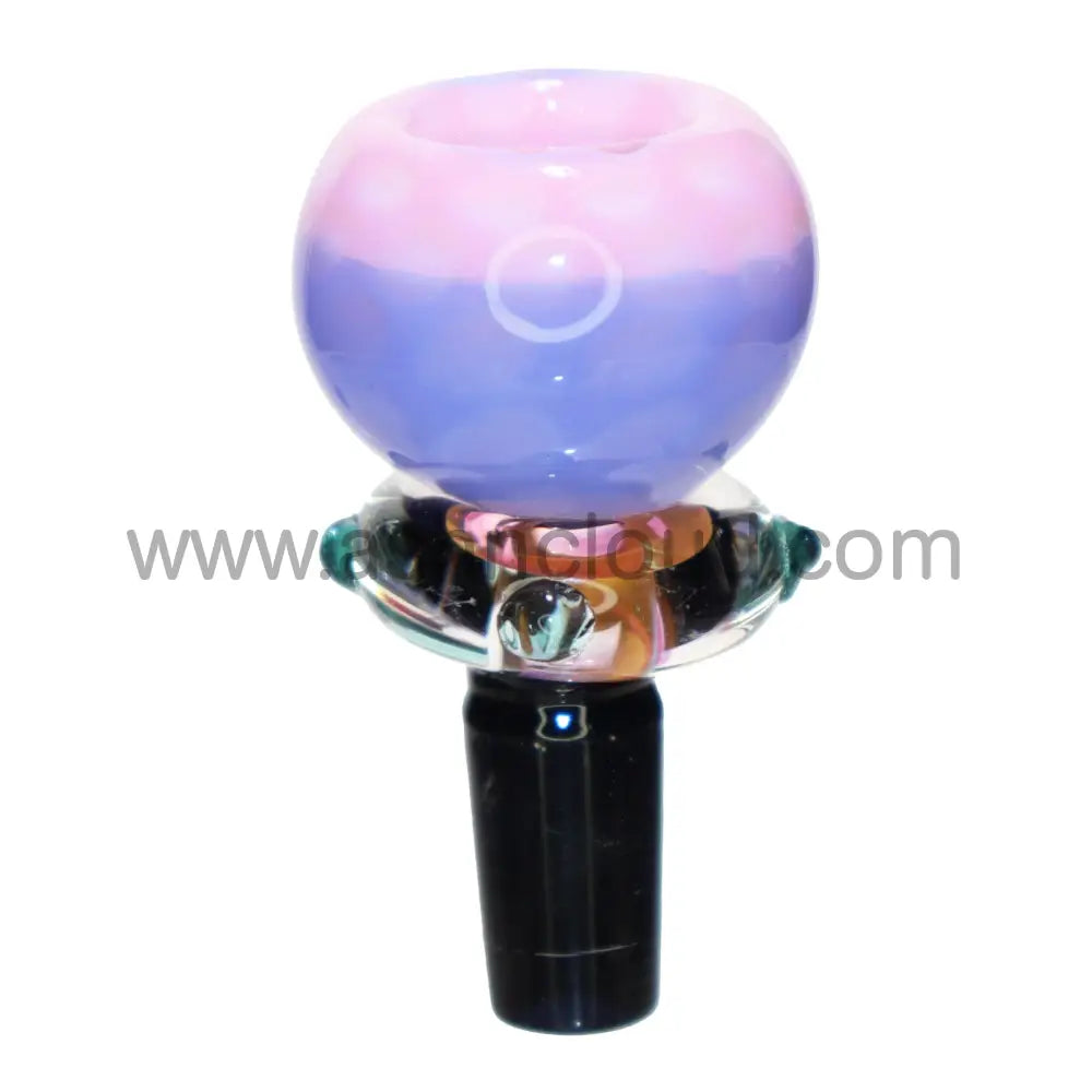14 Mm - Fumed Doted Double Color Ring Curvy Glass Bowl