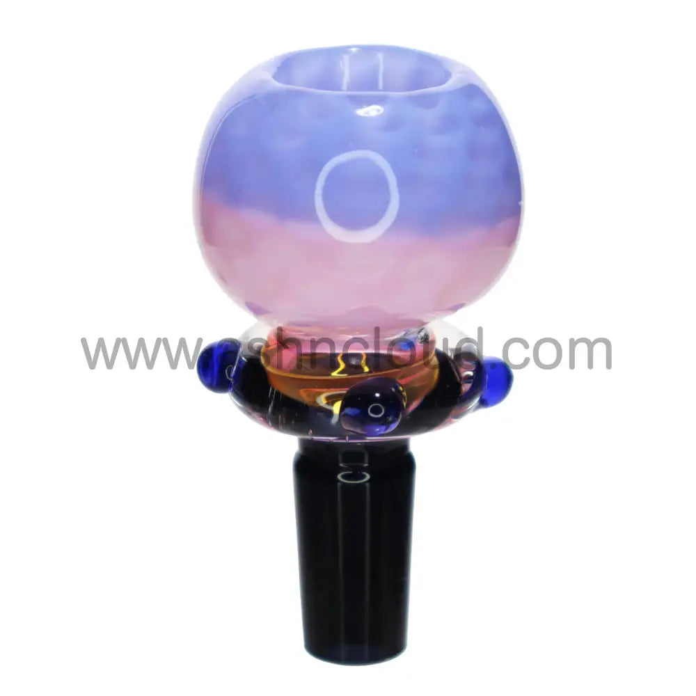 14 Mm - Fumed Doted Double Color Ring Curvy Glass Bowl