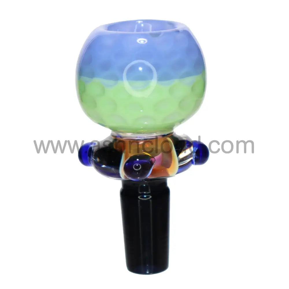 14 Mm - Fumed Doted Double Color Ring Curvy Glass Bowl