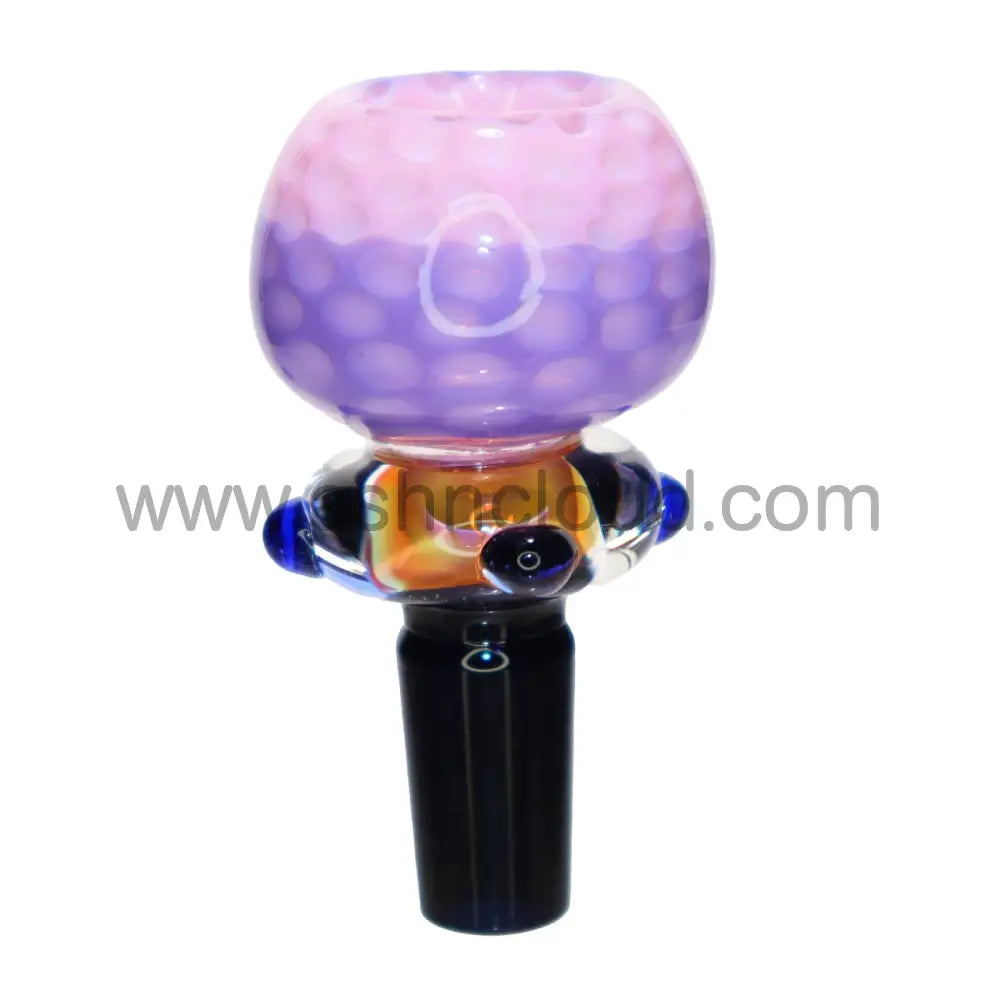 14 Mm - Fumed Doted Double Color Ring Curvy Glass Bowl