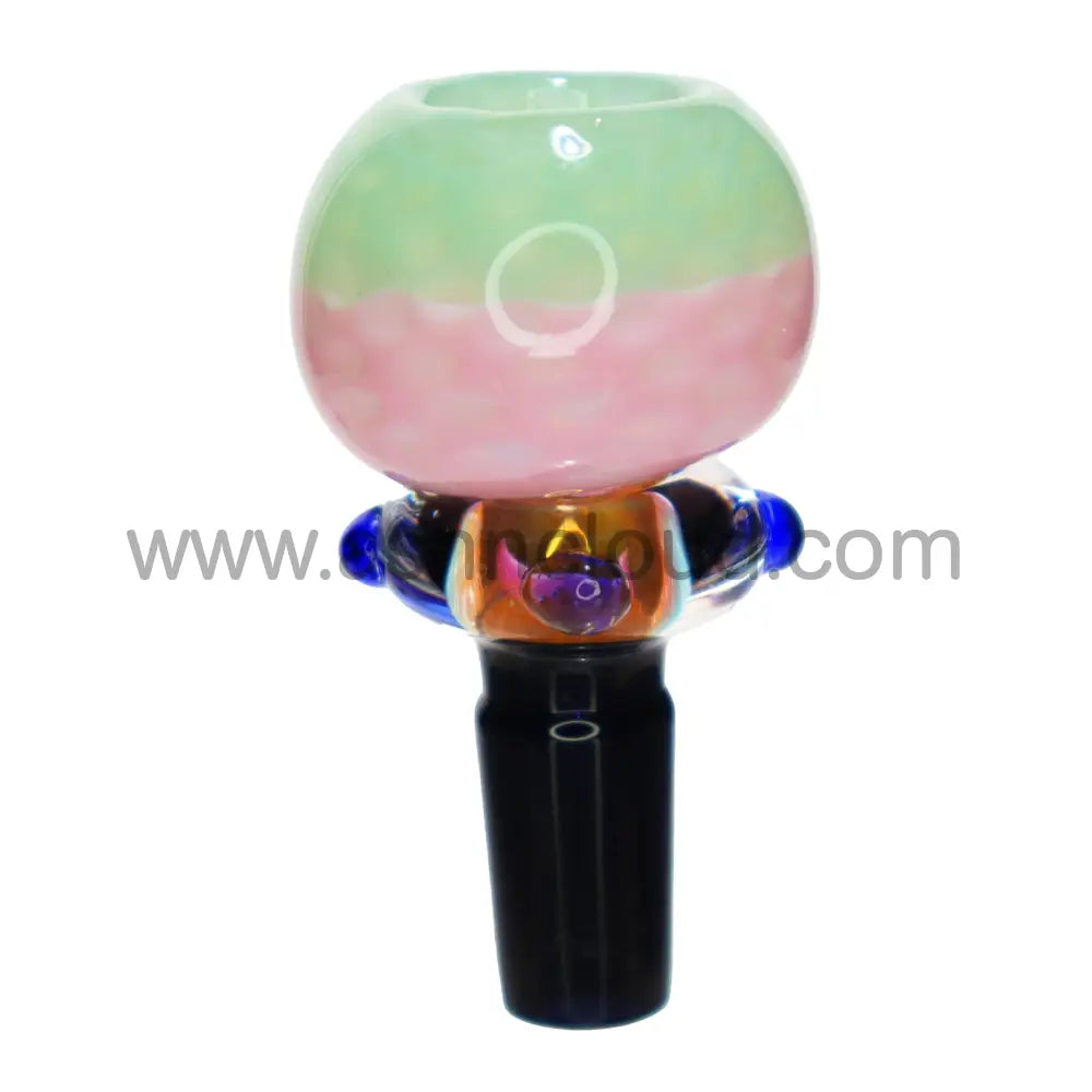 14 Mm - Fumed Doted Double Color Ring Curvy Glass Bowl