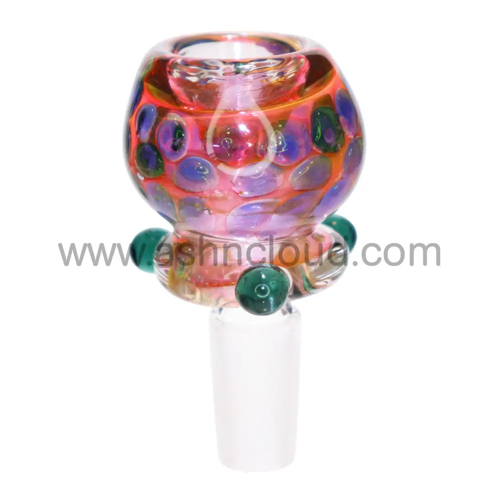 14 Mm - Fumed Doted Glass Bowl Pink