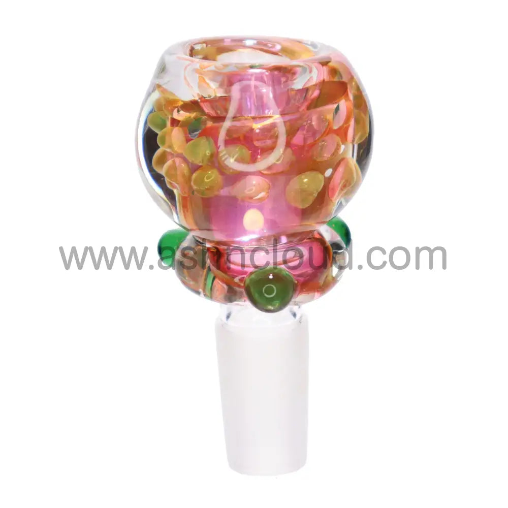 14 Mm - Fumed Doted Glass Bowl Pink