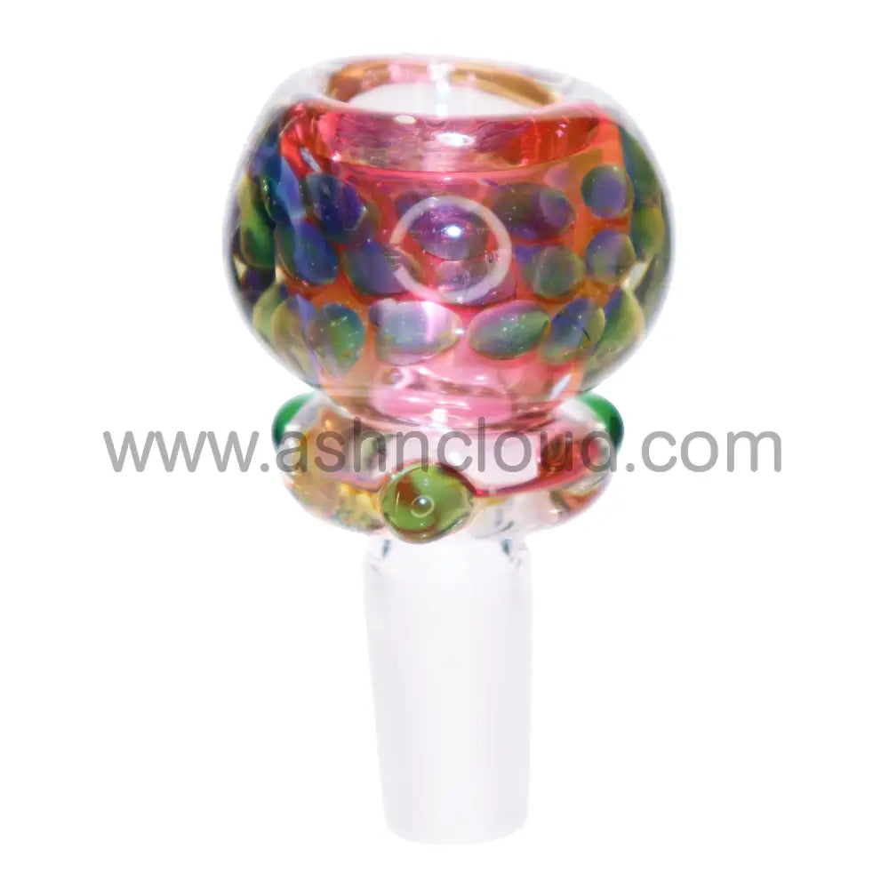 14 Mm - Fumed Doted Glass Bowl Pink