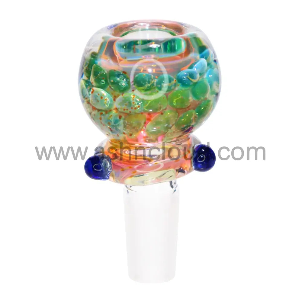 14 Mm - Fumed Doted Glass Bowl Pink