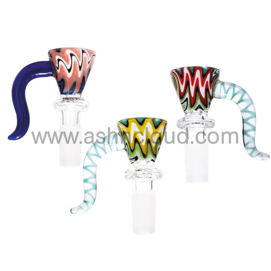14mm Horn Wig Wag Swirl Glass Bowl