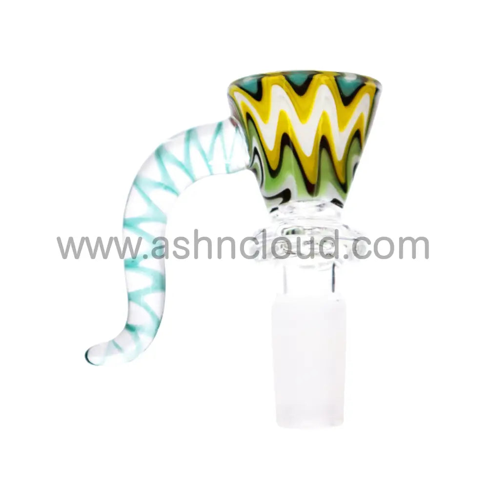 14 Mm - Horn Wig Wag Multicolor Glass Bowl Swirl