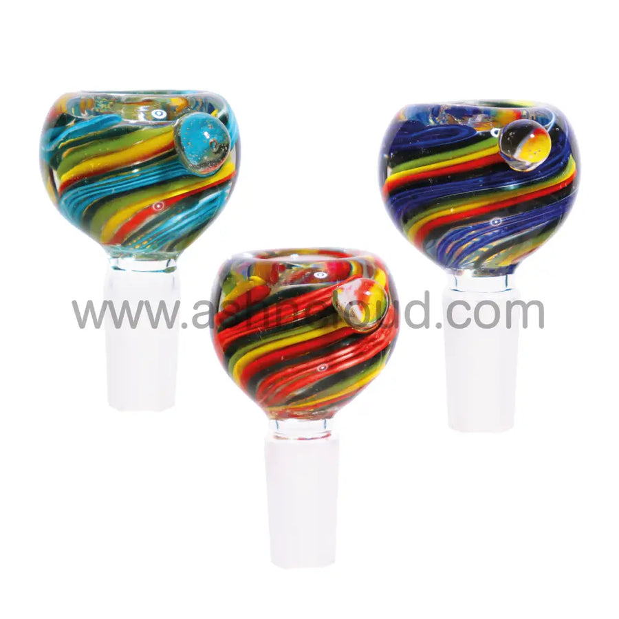 14mm Rasta Swirl Multicolor Glass Bowl