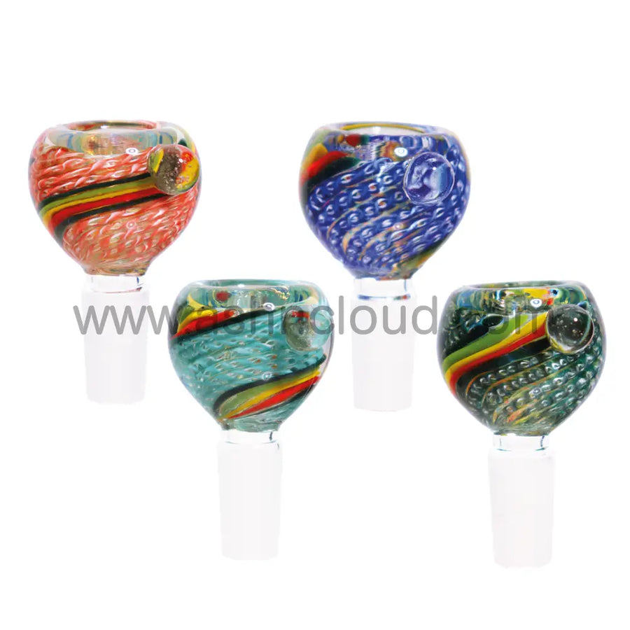 14mm Rasta Swirl Tail Glass Bowl
