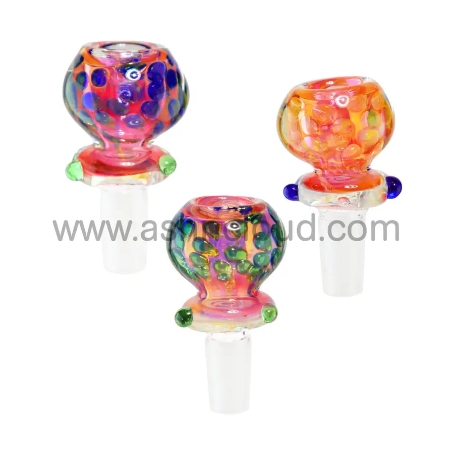 14mm Oval Pink Dotted Glass Bowl