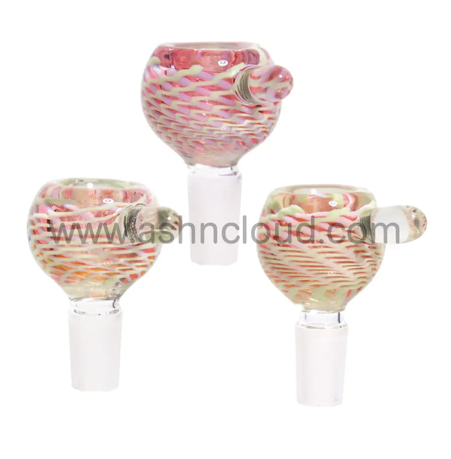 14mm Streaky Pink Curvy Glass Bowl