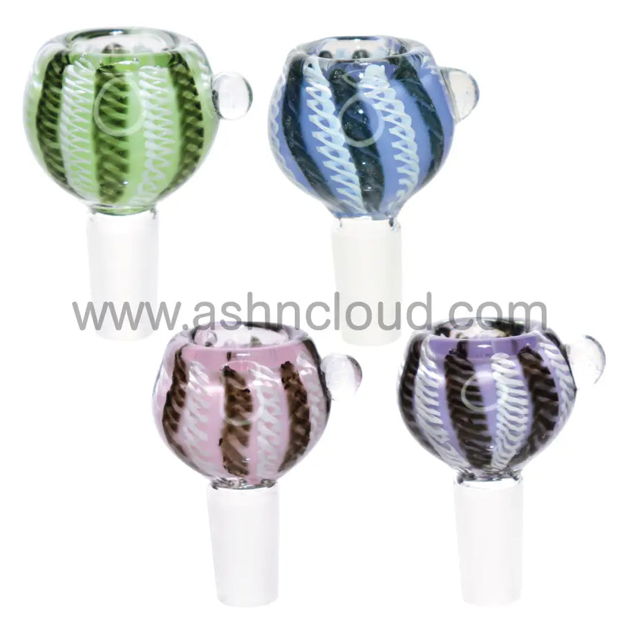 14mm Striped Tails Curvy Multicolor Glass Bowl