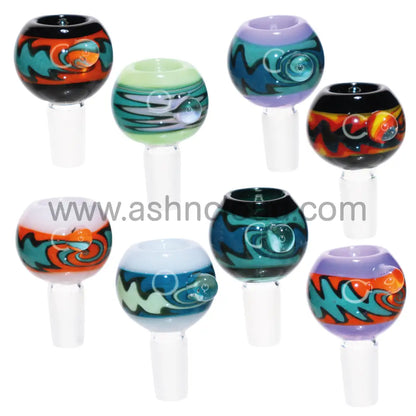 14 Mm - Wig Wag Curvy Slime Colors Glass Bowl