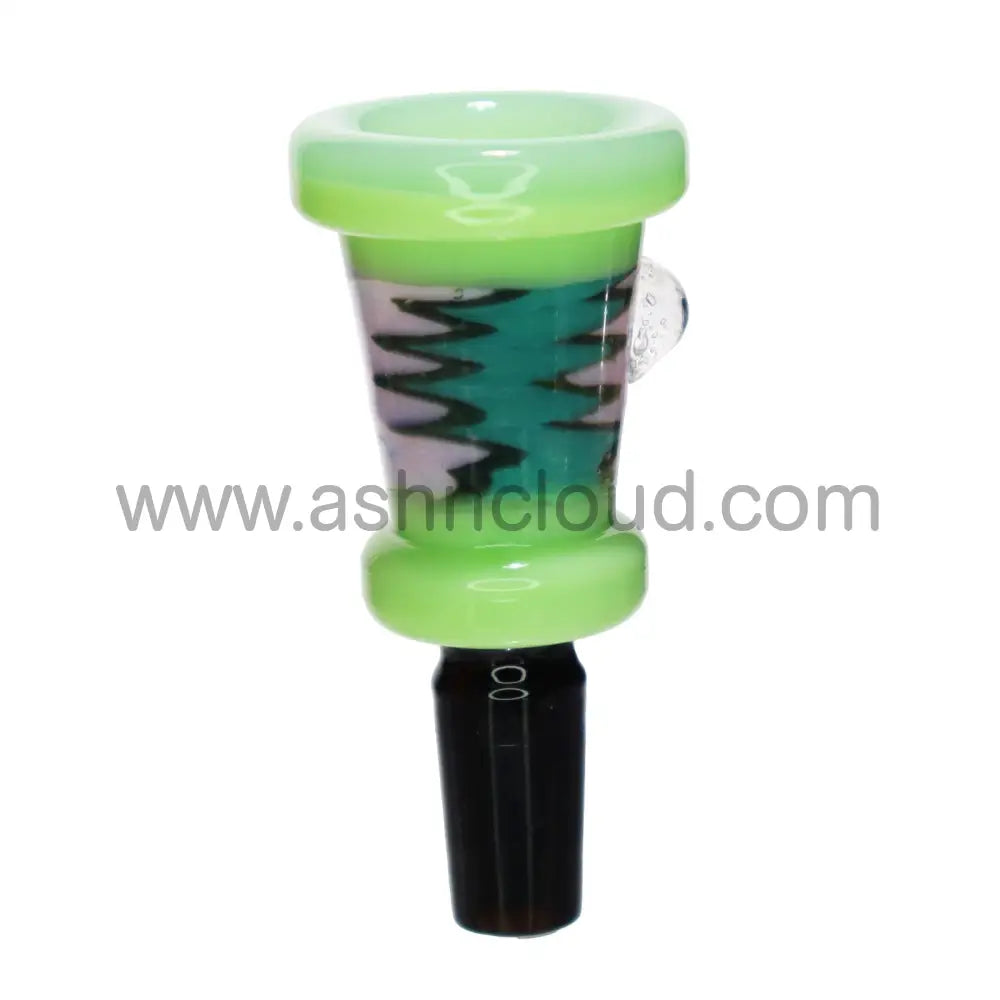 14 Mm - Wig Wag Triangle Black Slime Colors Glass Bowl