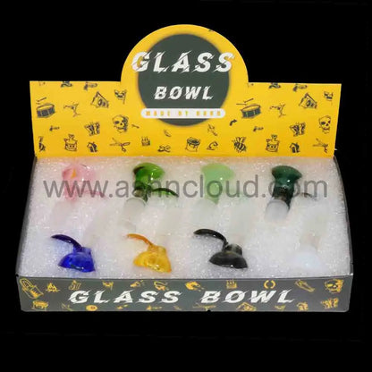 14mm Glass Bowl – 8-Piece Display Pack | Assorted Colors | Wholesale $2.75 each