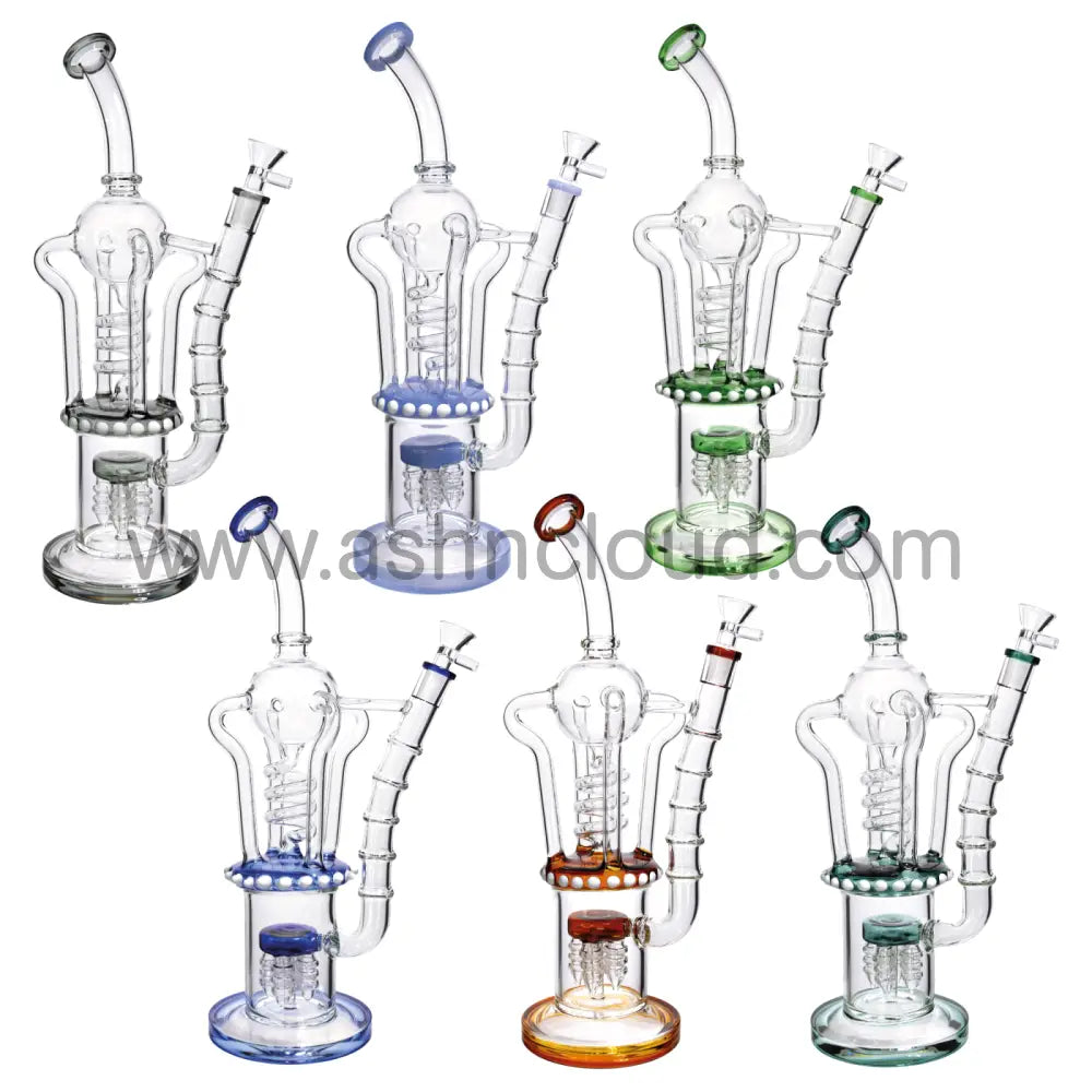 15 In - Multicolor King Valves Luxury Glass Recycler