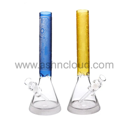 16 In - Beaker Glass Bong Color Matte Showehead 9 Mm