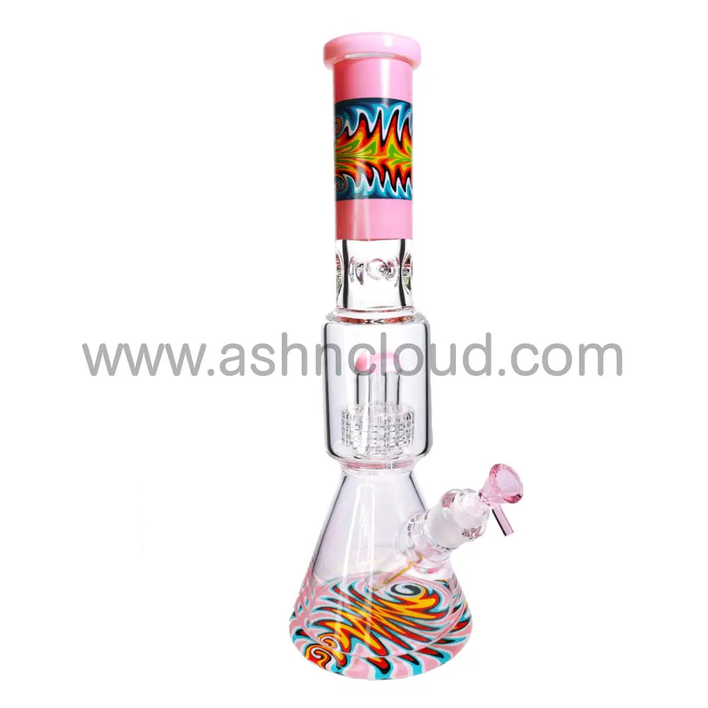 16 In - Beaker Wig Wag Tube Perc Water Pipe Bong