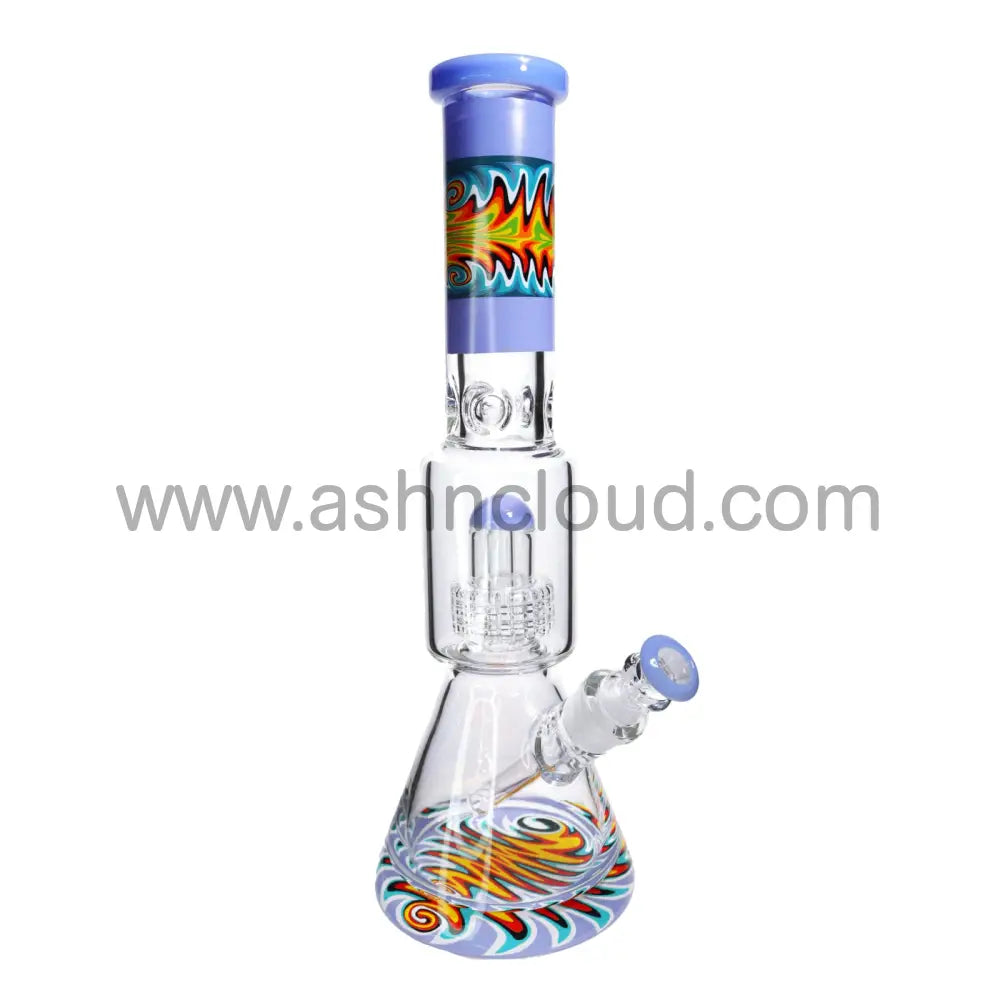 16 In - Beaker Wig Wag Tube Perc Water Pipe Bong
