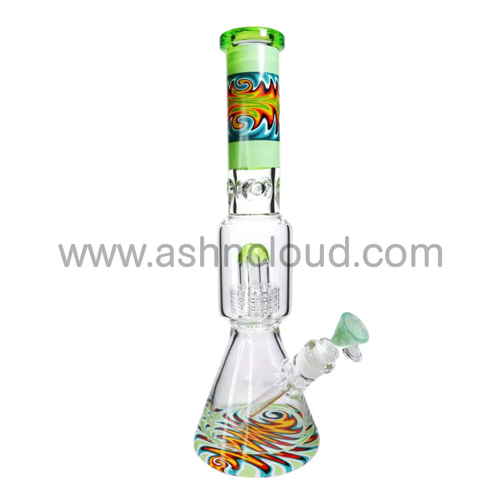 16 In - Beaker Wig Wag Tube Perc Water Pipe Bong