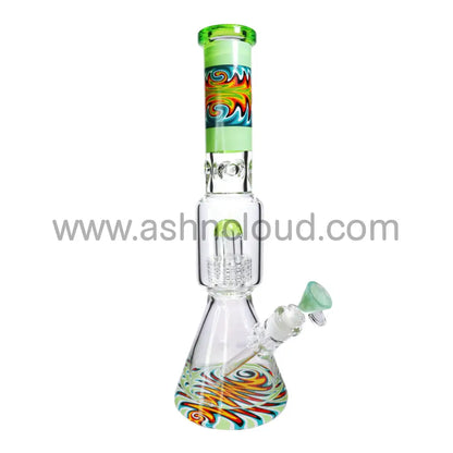 16 In - Beaker Wig Wag Tube Perc Water Pipe Bong