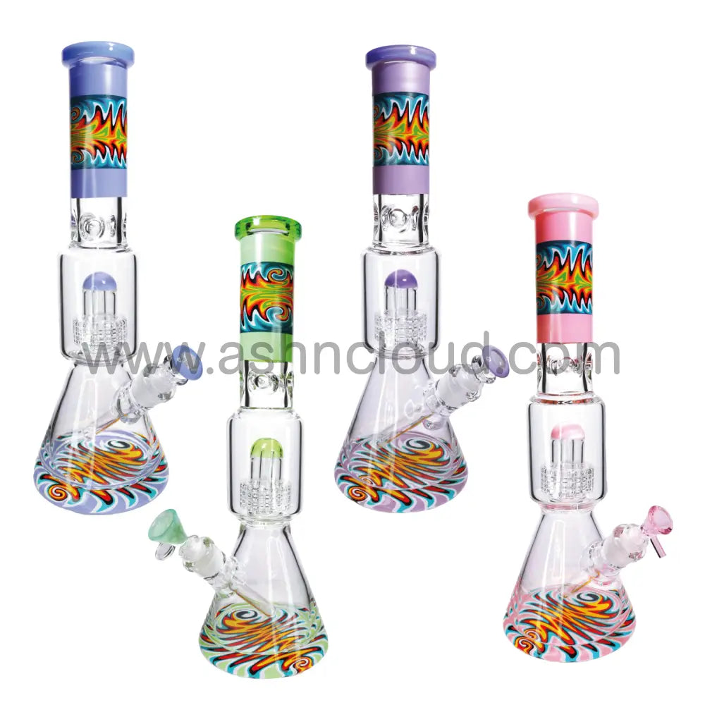 16 In - Beaker Wig Wag Tube Perc Water Pipe Bong