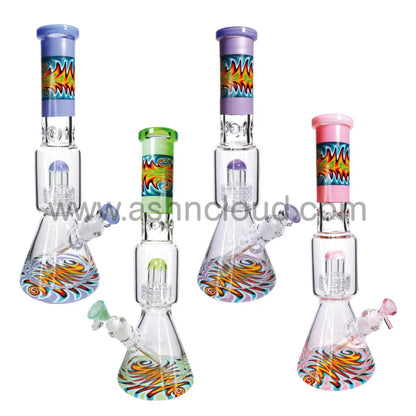 16 In - Beaker Wig Wag Tube Perc Water Pipe Bong
