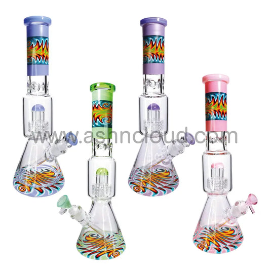 16 In - Beaker Wig Wag Tube Perc Water Pipe Bong
