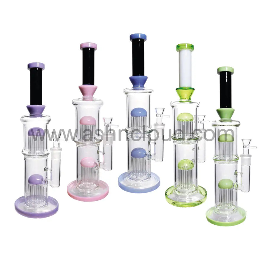 16 Inch Double Chamber Slime Color Glass Bong, 18mm