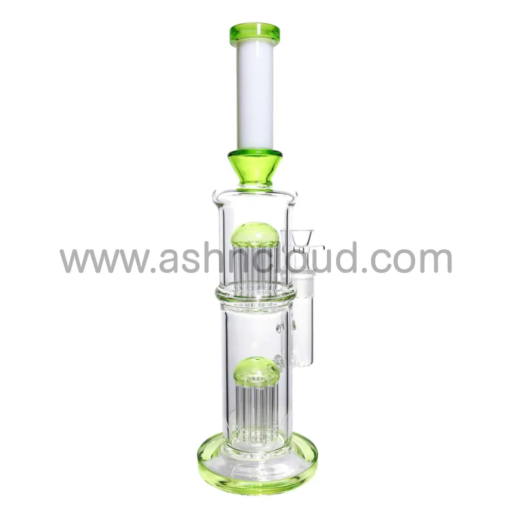 16 In - Double Chamber Straight Slime Colors Glass Bong 18 Mm