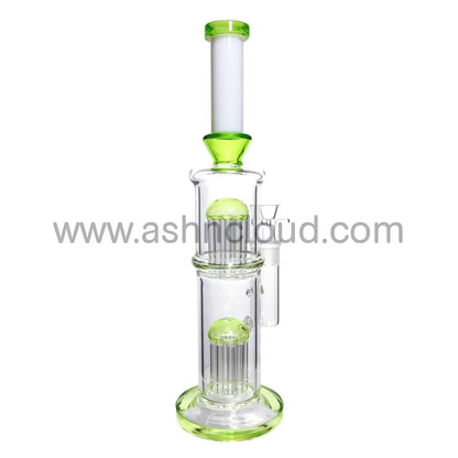 16 In - Double Chamber Straight Slime Colors Glass Bong 18 Mm