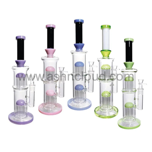 16 In - Double Chamber Straight Slime Colors Glass Bong 18 Mm