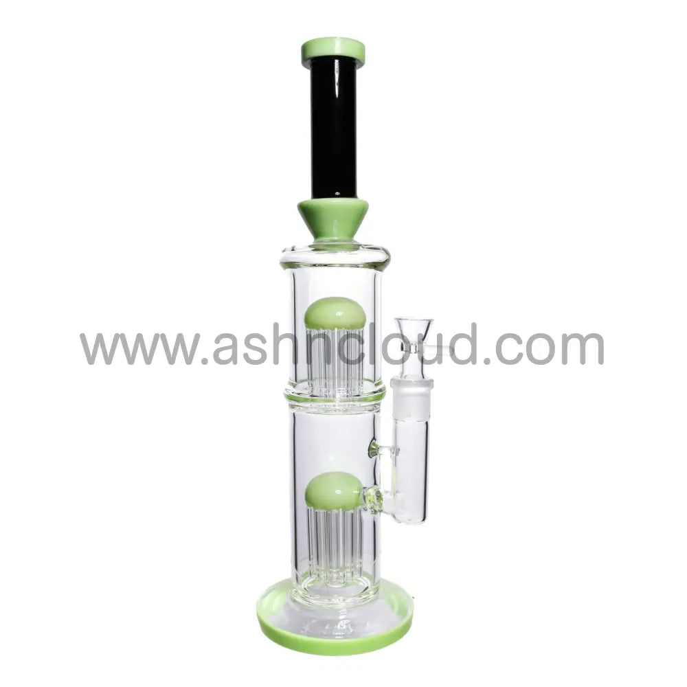 16 In - Double Chamber Straight Slime Colors Glass Bong 18 Mm