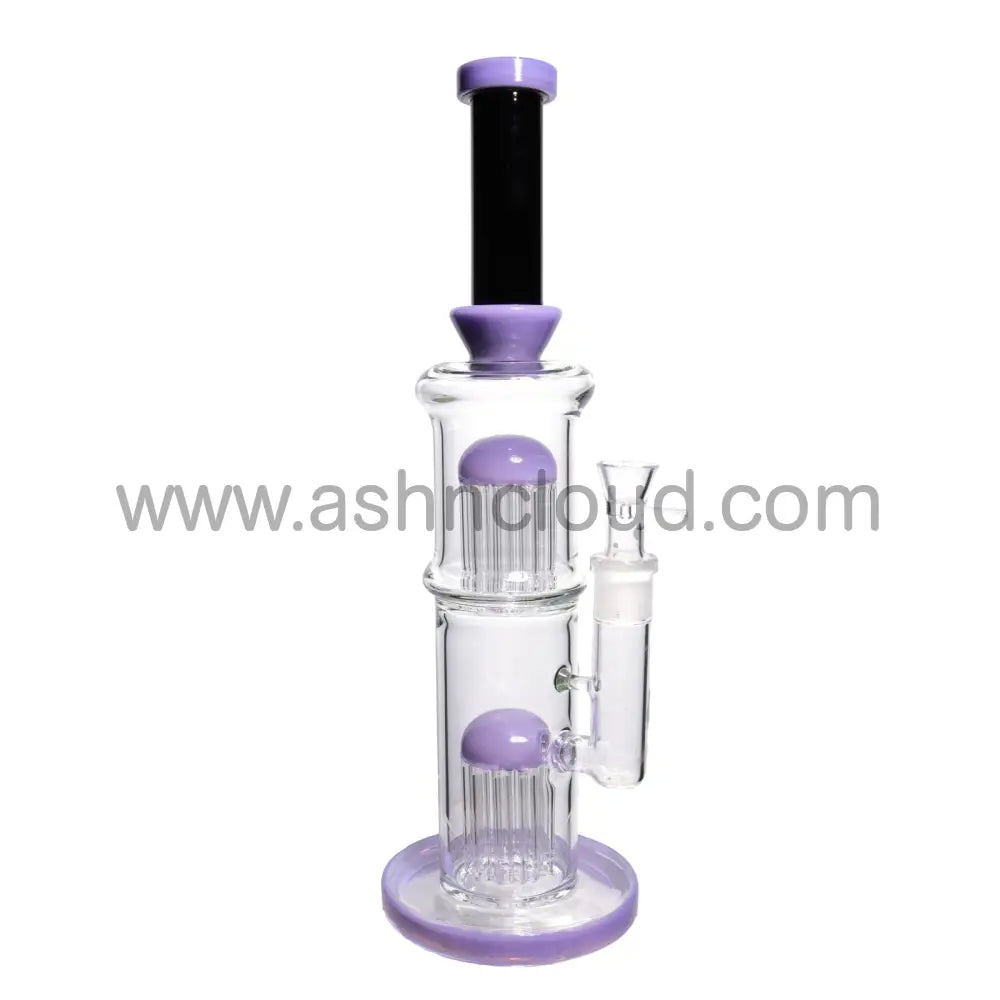 16 In - Double Chamber Straight Slime Colors Glass Bong 18 Mm