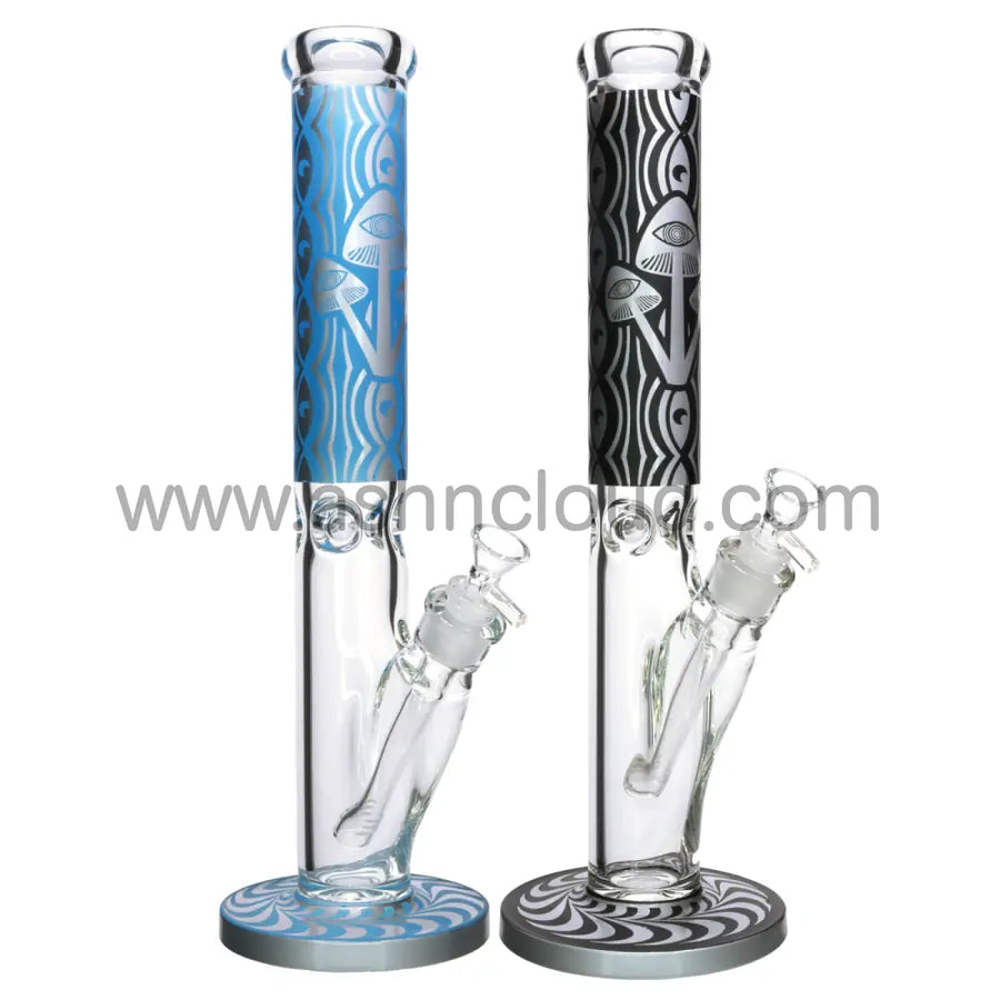 16 Inch Frosted Pattern Straight Glass Bong, 9mm
