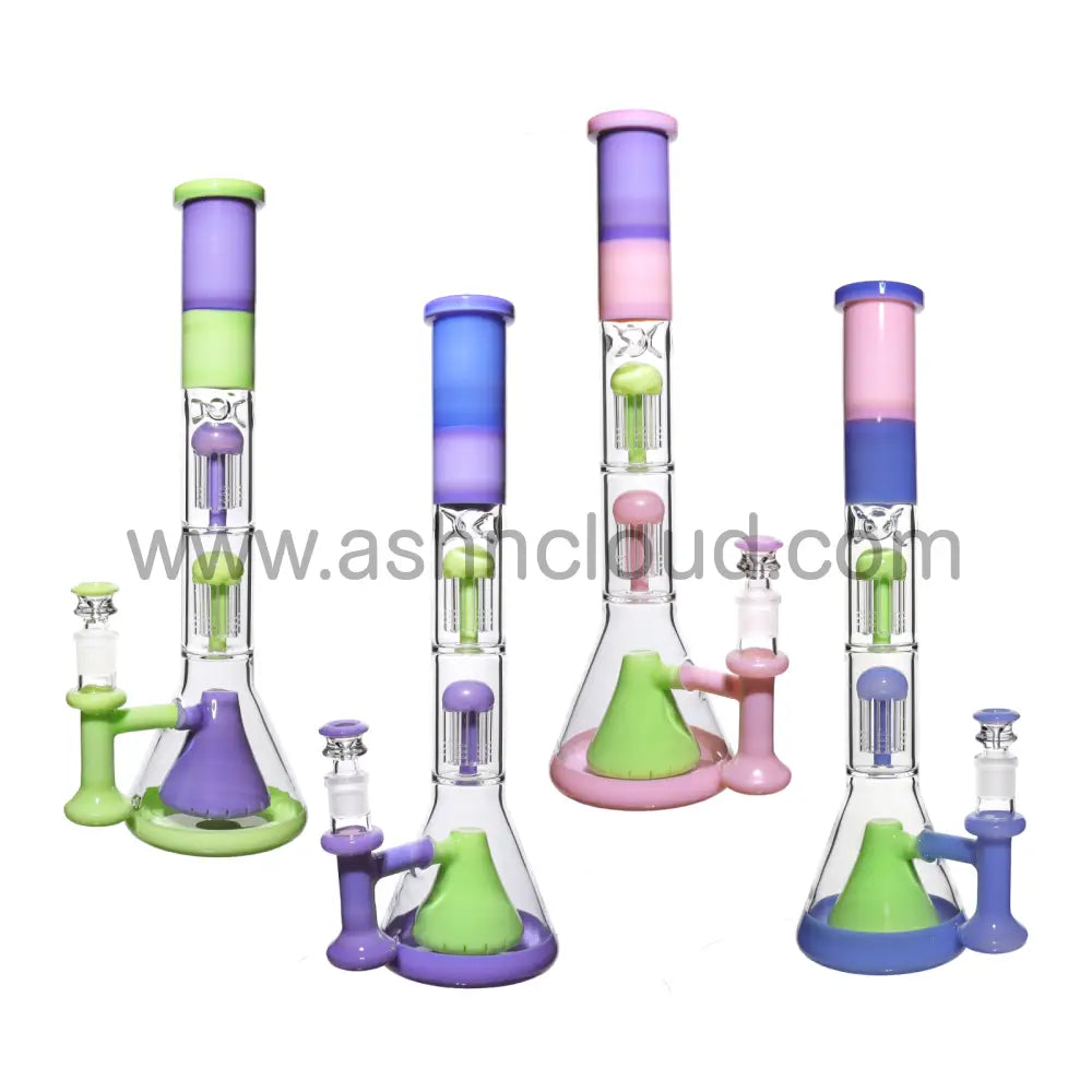 17 In - Double Chamber Big Glass Bong Slime Colors