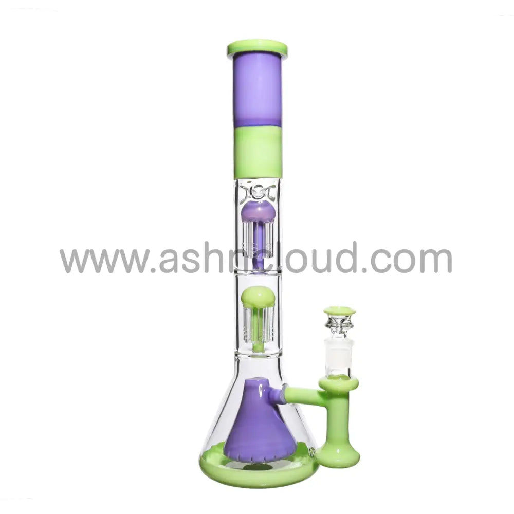 17 In - Double Chamber Big Glass Bong Slime Colors