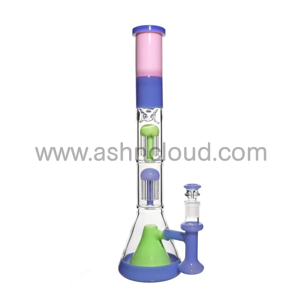 17 In - Double Chamber Big Glass Bong Slime Colors