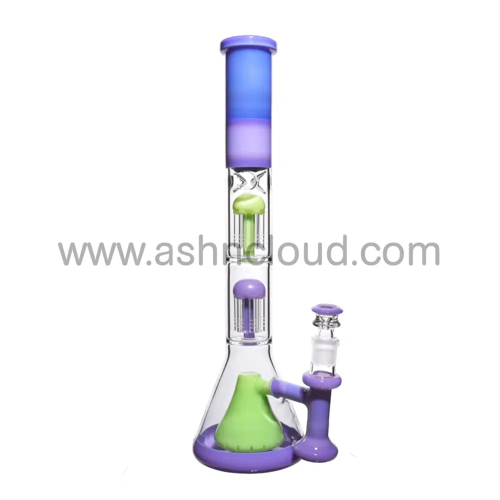 17 In - Double Chamber Big Glass Bong Slime Colors