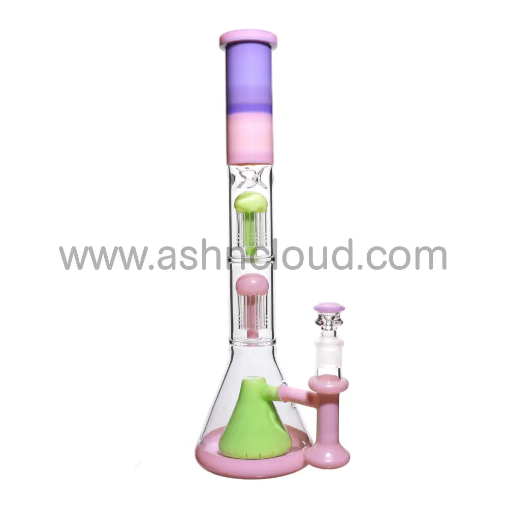 17 In - Double Chamber Big Glass Bong Slime Colors