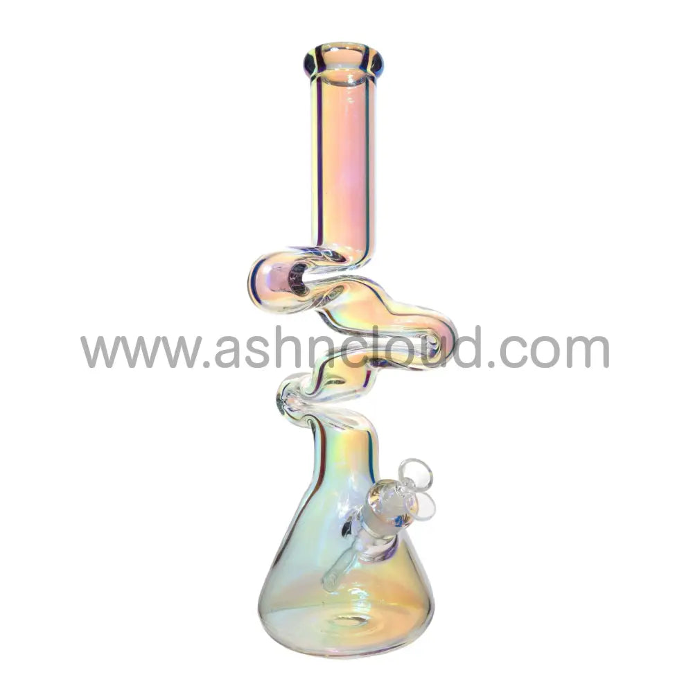 18 In - Fancy Metallic Shine Glass Beaker Bong