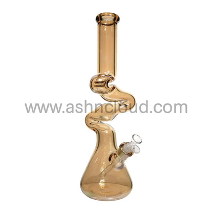 18 In - Fancy Metallic Shine Glass Beaker Bong