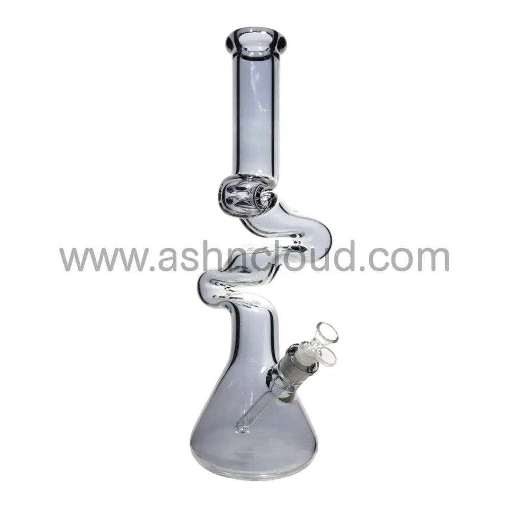 18 In - Fancy Metallic Shine Glass Beaker Bong