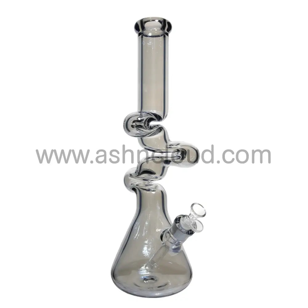 18 In - Fancy Metallic Shine Glass Beaker Bong