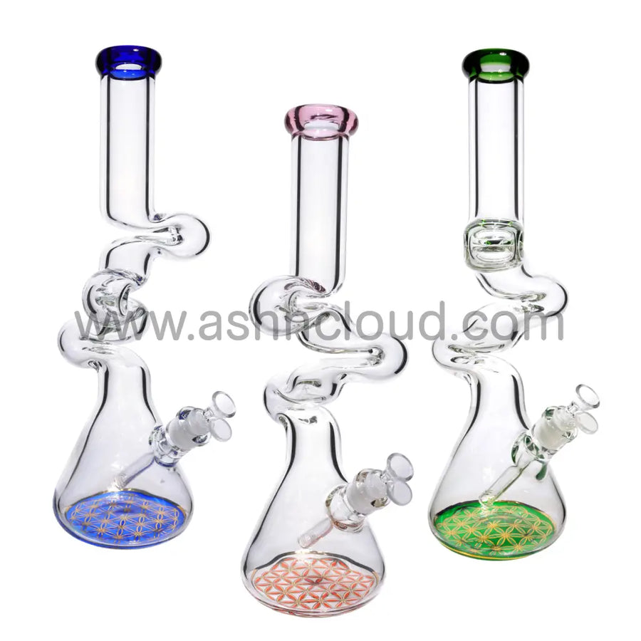18 Inch Twisted Beaker Glass Bong, 9mm