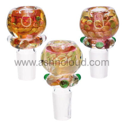 18 Mm - Fumed Doted Glass Bowl Pink